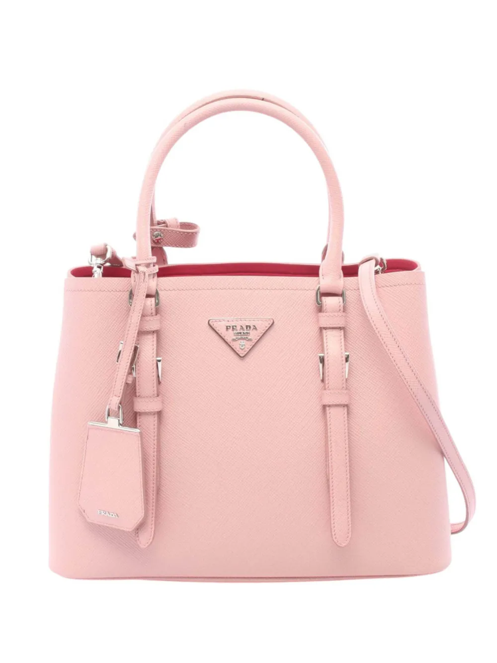 Prada Pre-Owned Borsa a tracolla piccola Cuir Double in pelle Saffiano 2010-2026 - Rosa