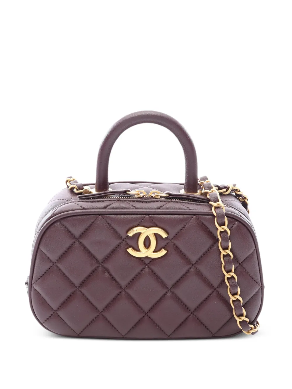 CHANEL Pre-Owned 2021s mini Matelassé Bowling tote bag - Marrone