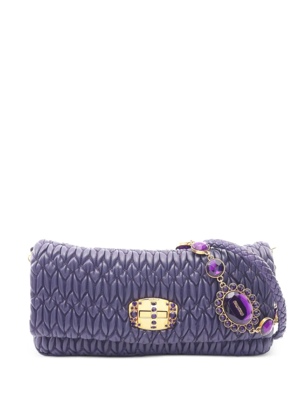 Miu Miu Pre-Owned pochette Nappa Crystal matelassée (années 2010) - Violet