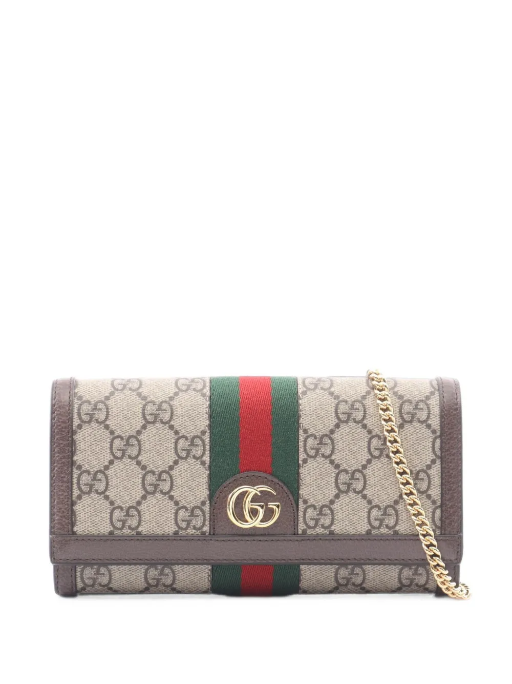 Gucci Pre-Owned 2020s Ophidia GG Supreme chain wallet - Nude