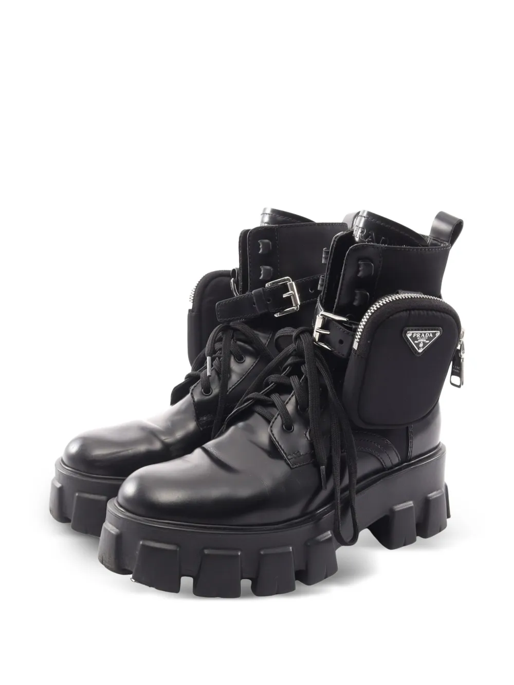 Prada Pre-Owned Stivaletti Monolith Re-Nylon anni 2000 - Nero