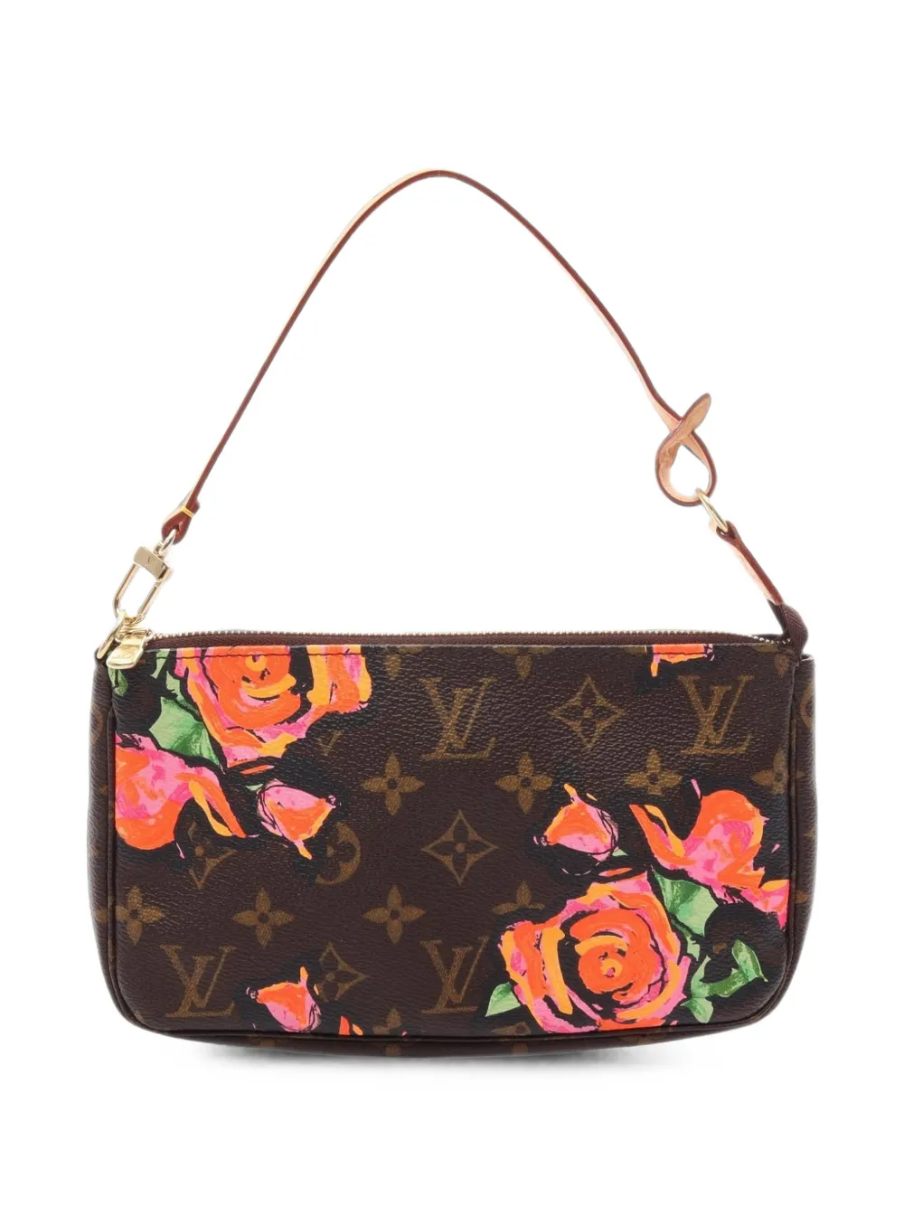 Pre-owned Louis Vuitton 2008 Pochette Accessoires Rose Monogram Canvas Tote Bag In Brown
