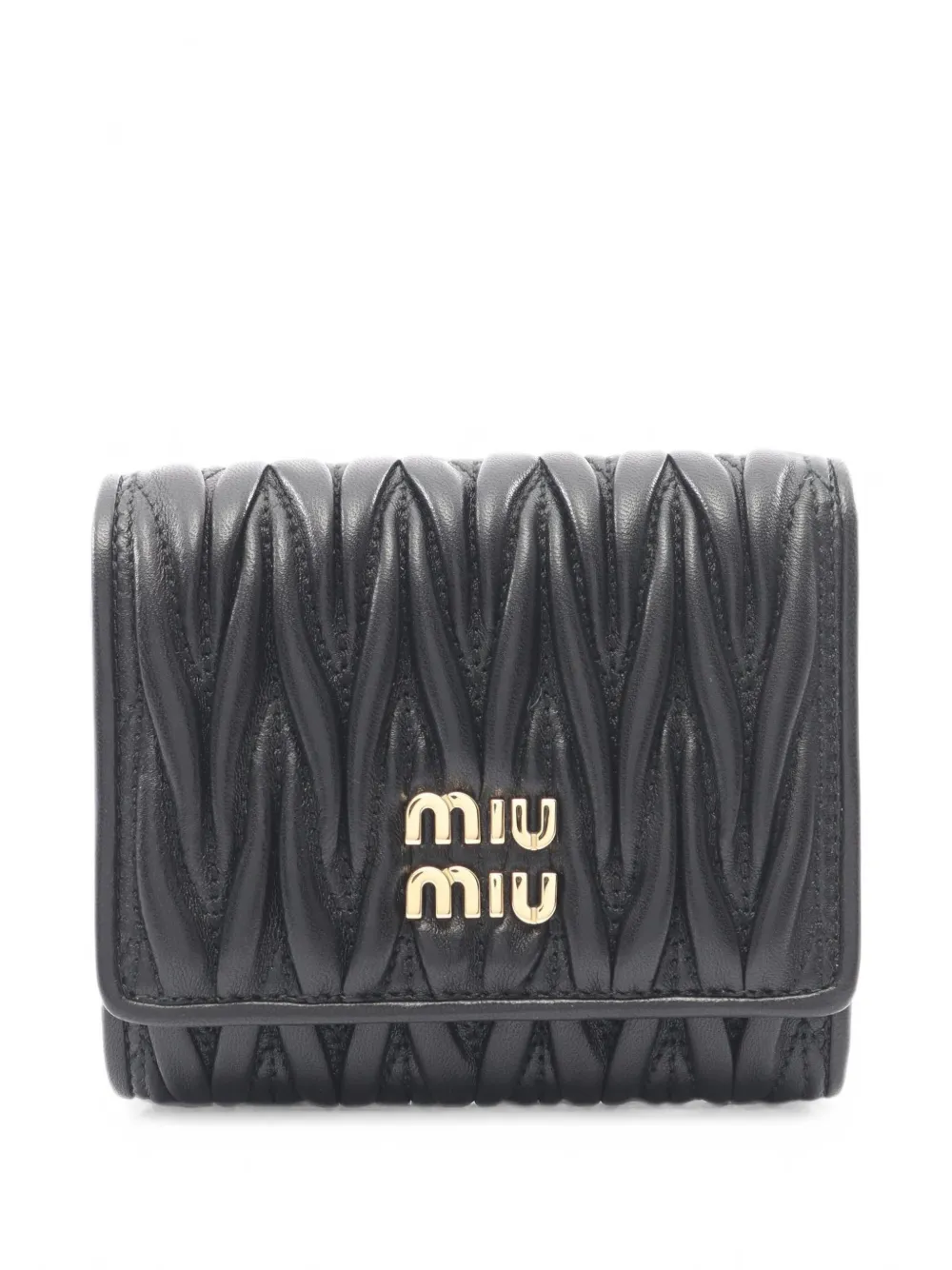 Miu Miu Pre-Owned 2020s Matelassé trifold wallet - Schwarz