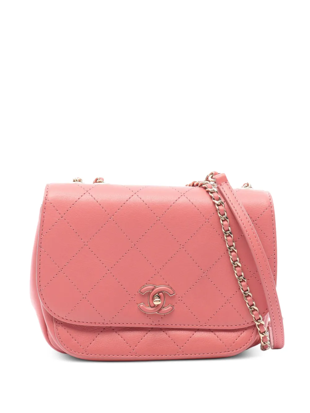 CHANEL Pre-Owned 2019 Matelassé chain mini bag - Rosa