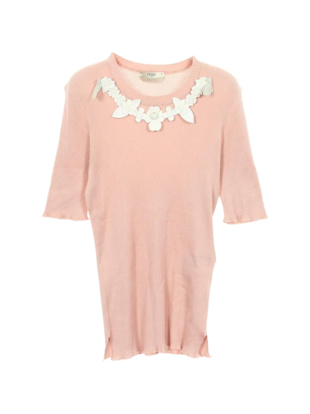 Fendi Pre-Owned 2010s flower motif rib-knit top - Rosa
