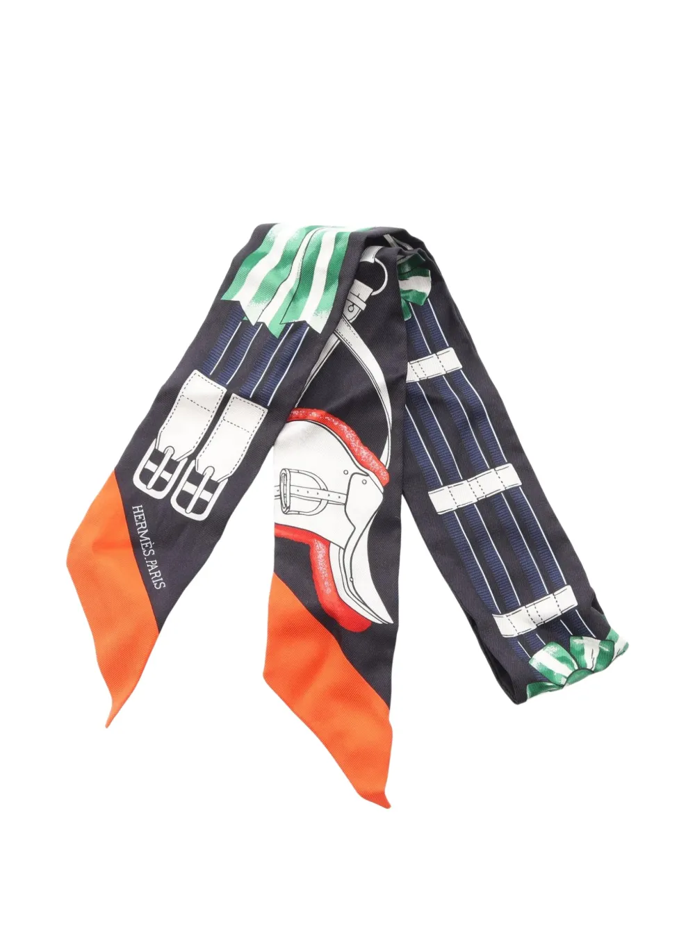 Hermès Pre-Owned 2010s Jumping Twilly ribbon scarf - Nero