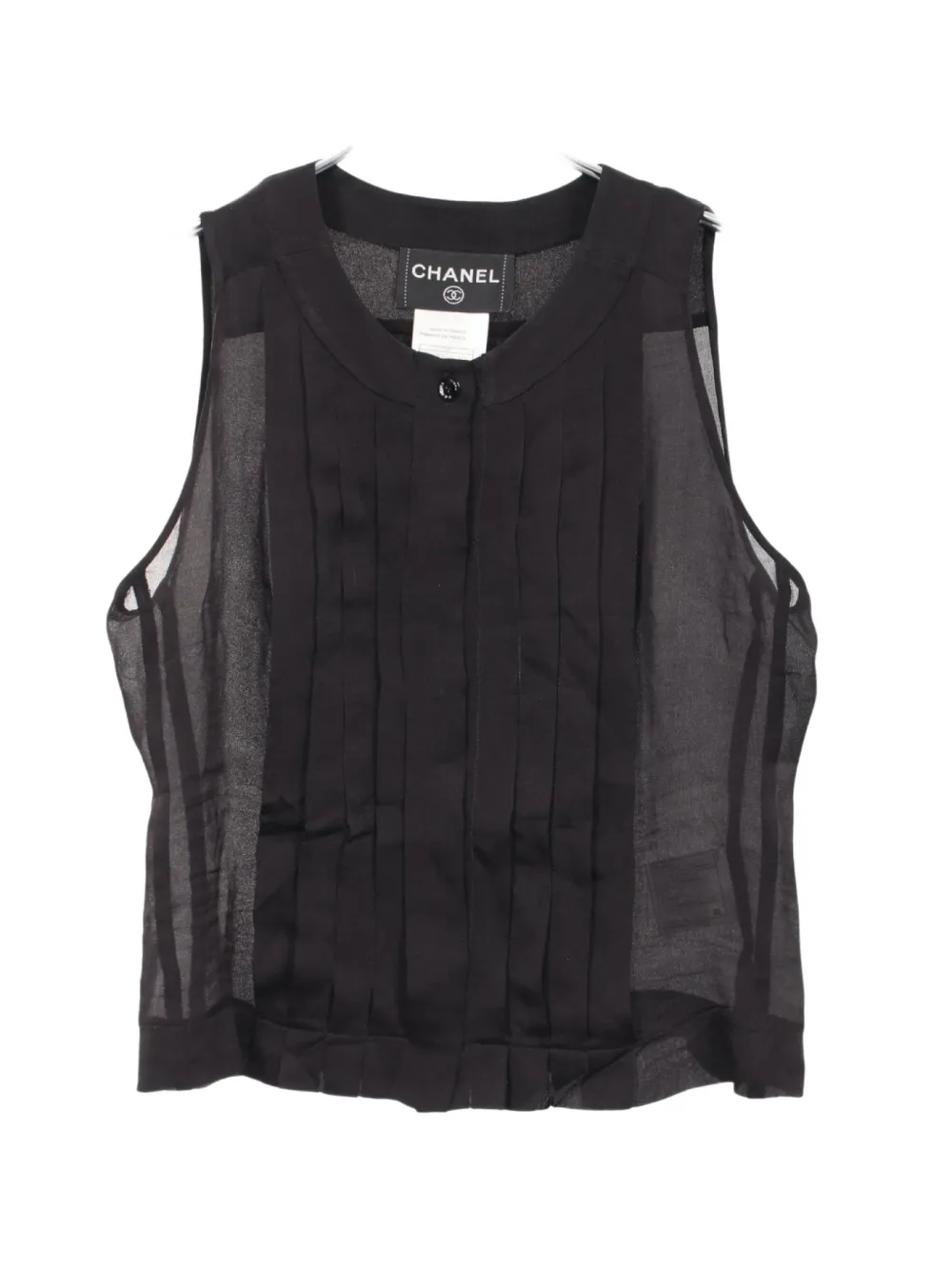 CHANEL Pre-Owned 1986-1988 pleated sleeveless blouse - Nero