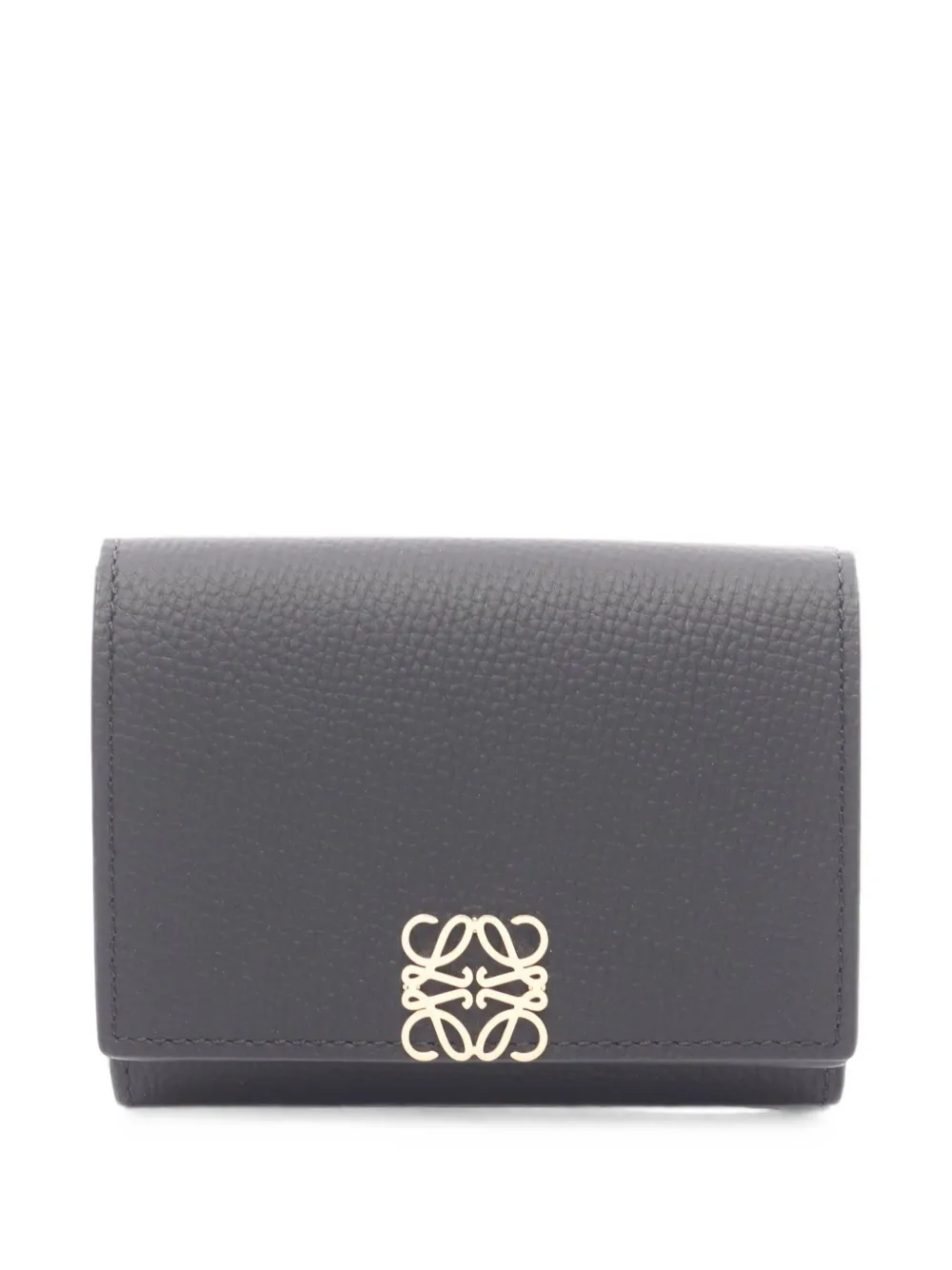 Pre-owned Loewe 2020s Anagram Trifold Wallet In Black