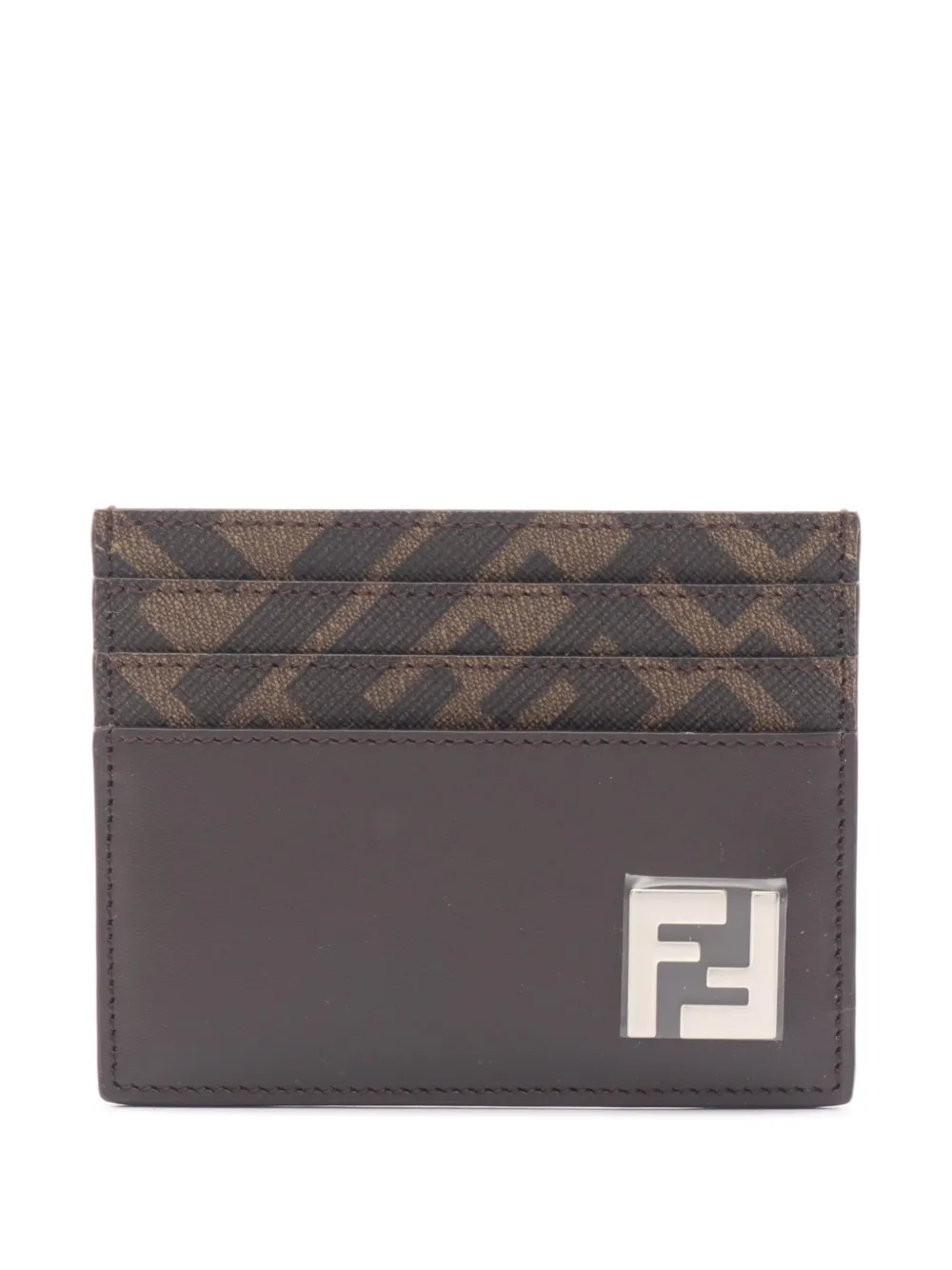 Fendi Pre-Owned Portacarte con placca logo FF anni 2020 - Marrone