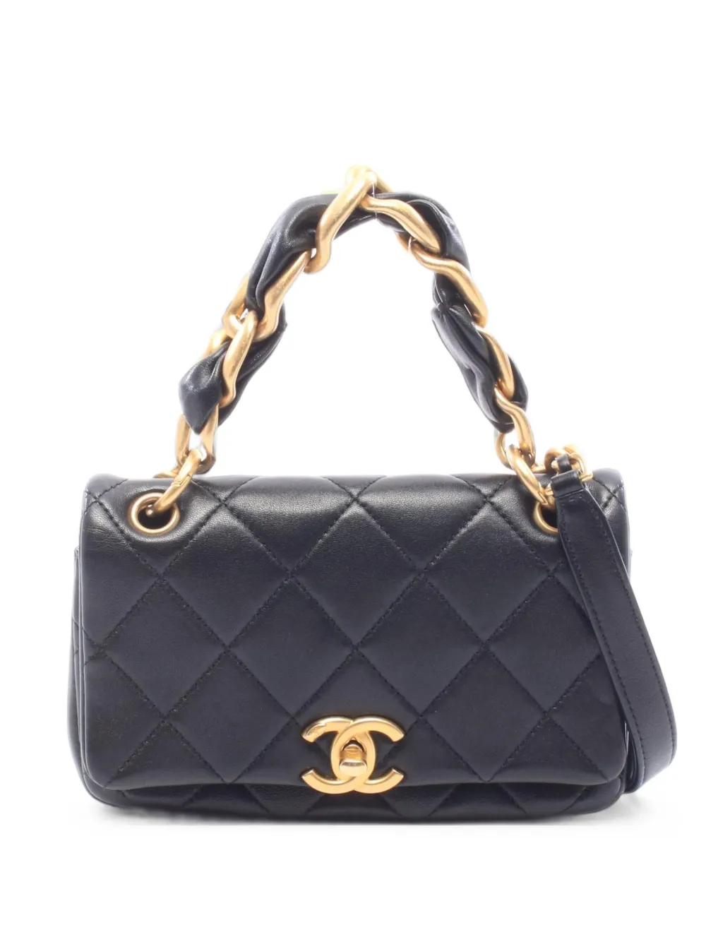 CHANEL Pre-Owned 2021-2022 Matelassé chain shoulder bag - Nero