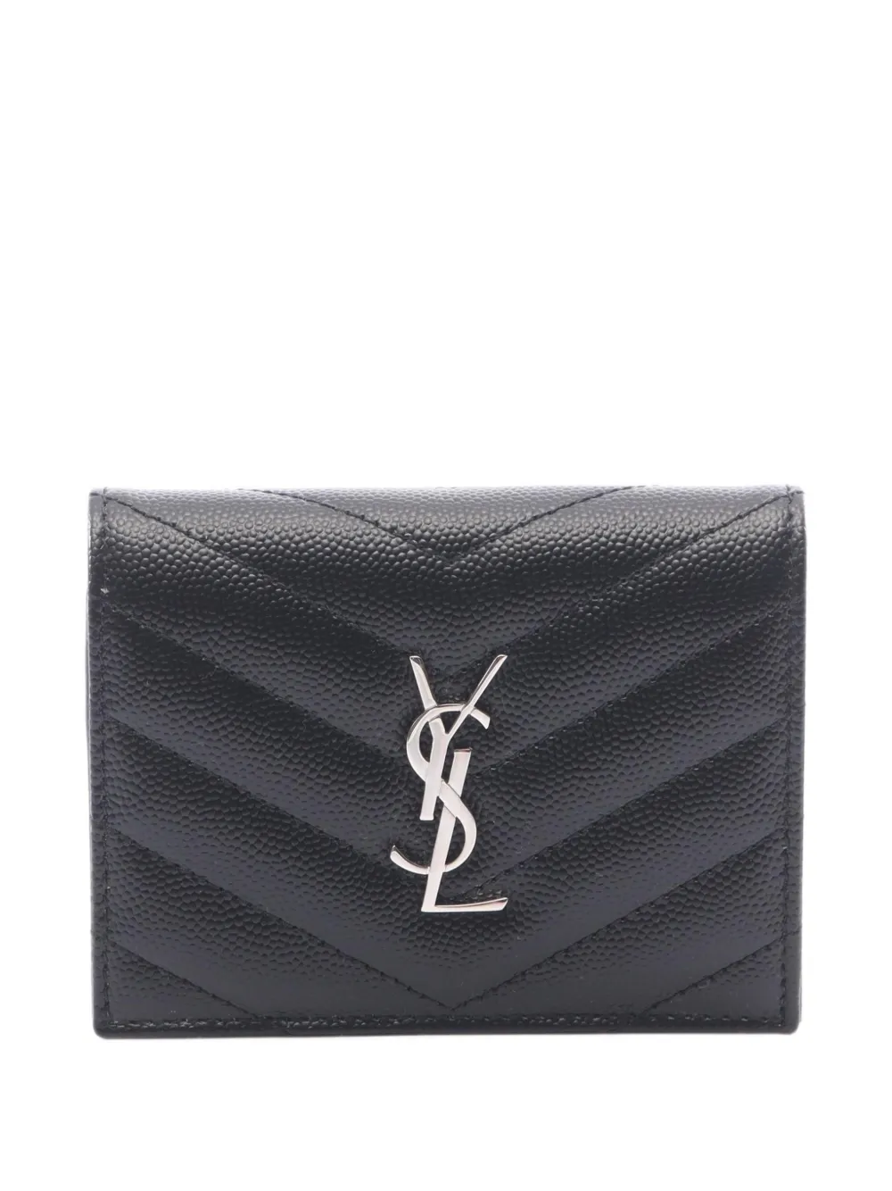 Saint Laurent Pre-Owned Monogram chevron-quilted bi-fold wallet - Schwarz