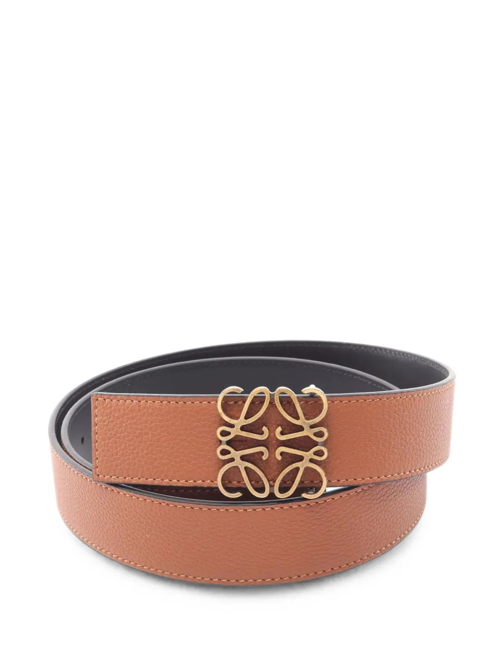 Pre-owned Loewe Anagram Reversible Leather Belt In Brown