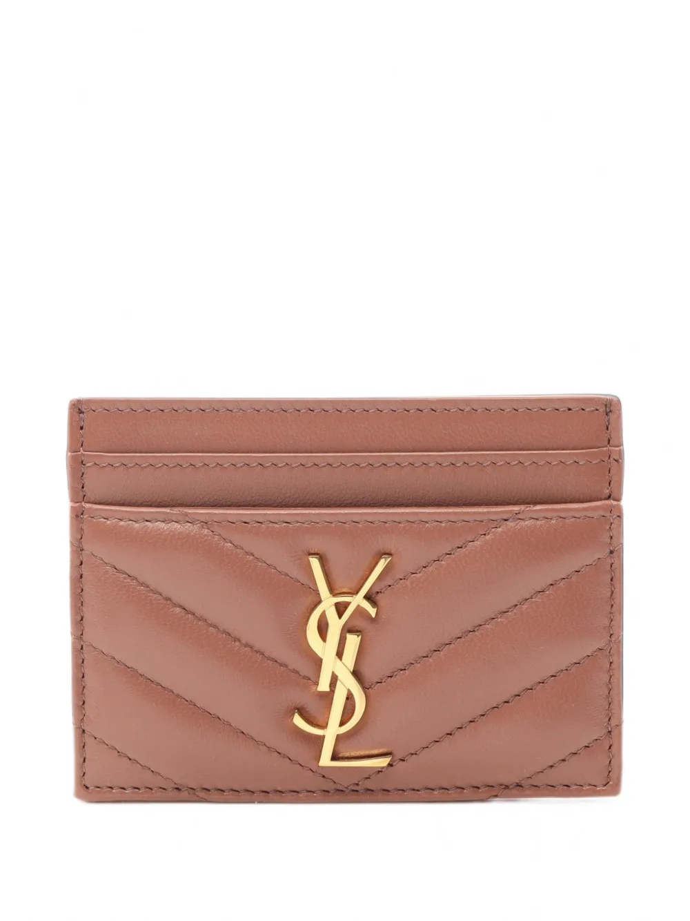 Pre-owned Saint Laurent 2020s Monogram Quilted Card Case In Pink