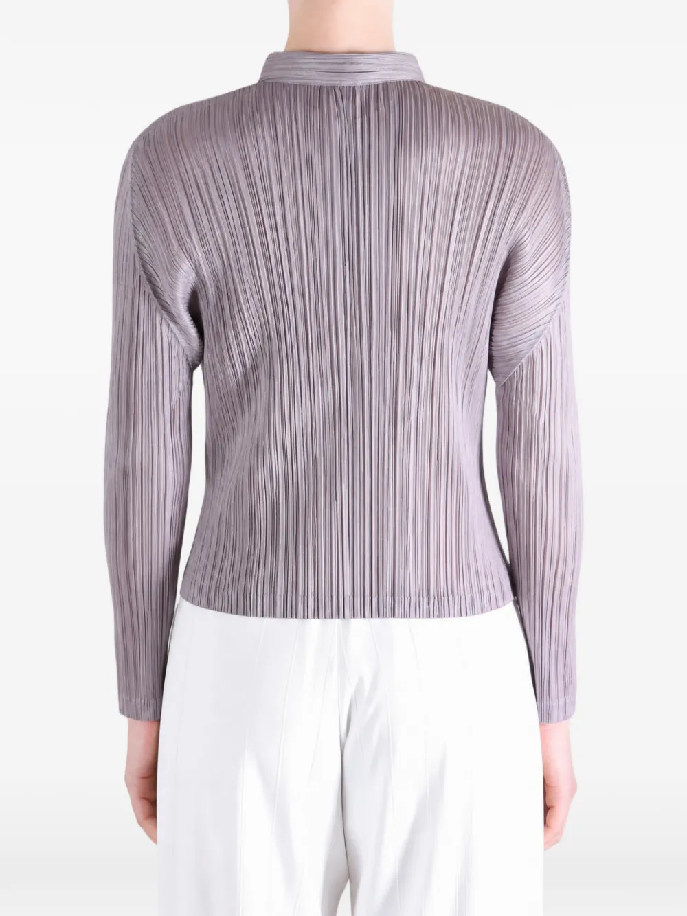 Pleats Please Issey Miyake Monthly Colors August jack met plissé-effect en rits Paars