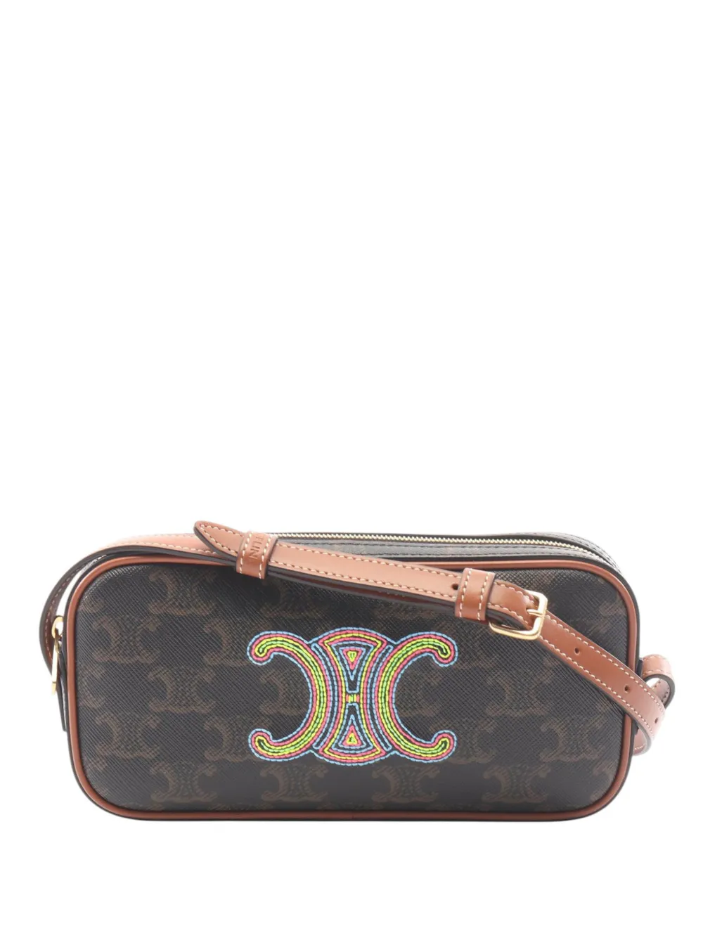 Celine Pre-Owned 2010-2026 Mini Triomphe Cuir Coated Canvas Camera Bag shoulder bag - Marrone