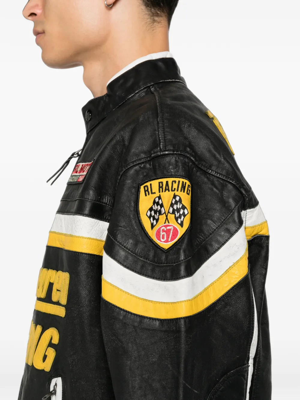 Polo Ralph Lauren Leren jack met logopatch Zwart
