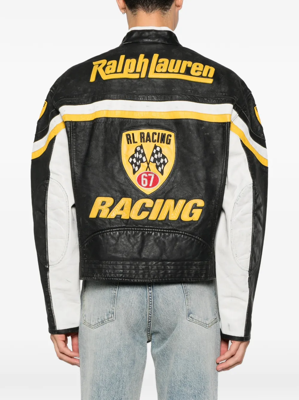 Polo Ralph Lauren Leren jack met logopatch Zwart