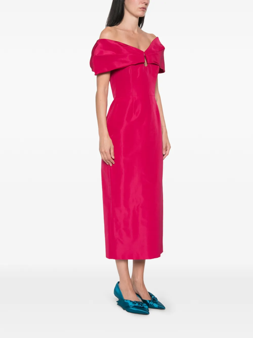 Carolina Herrera Off-shoulder midi-jurk Roze