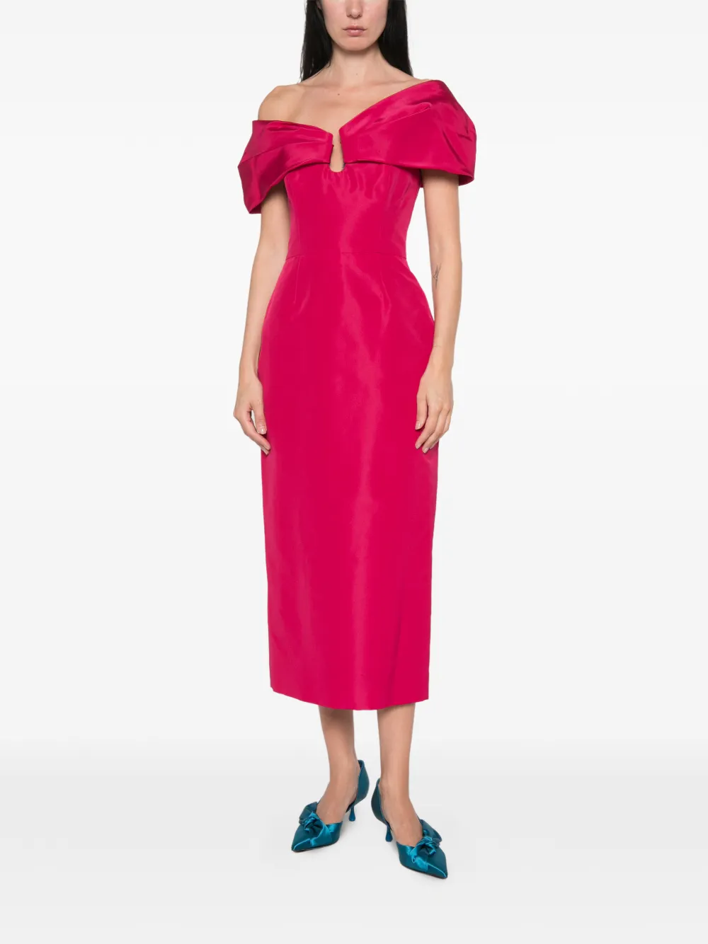 Carolina Herrera Off-shoulder midi-jurk Roze