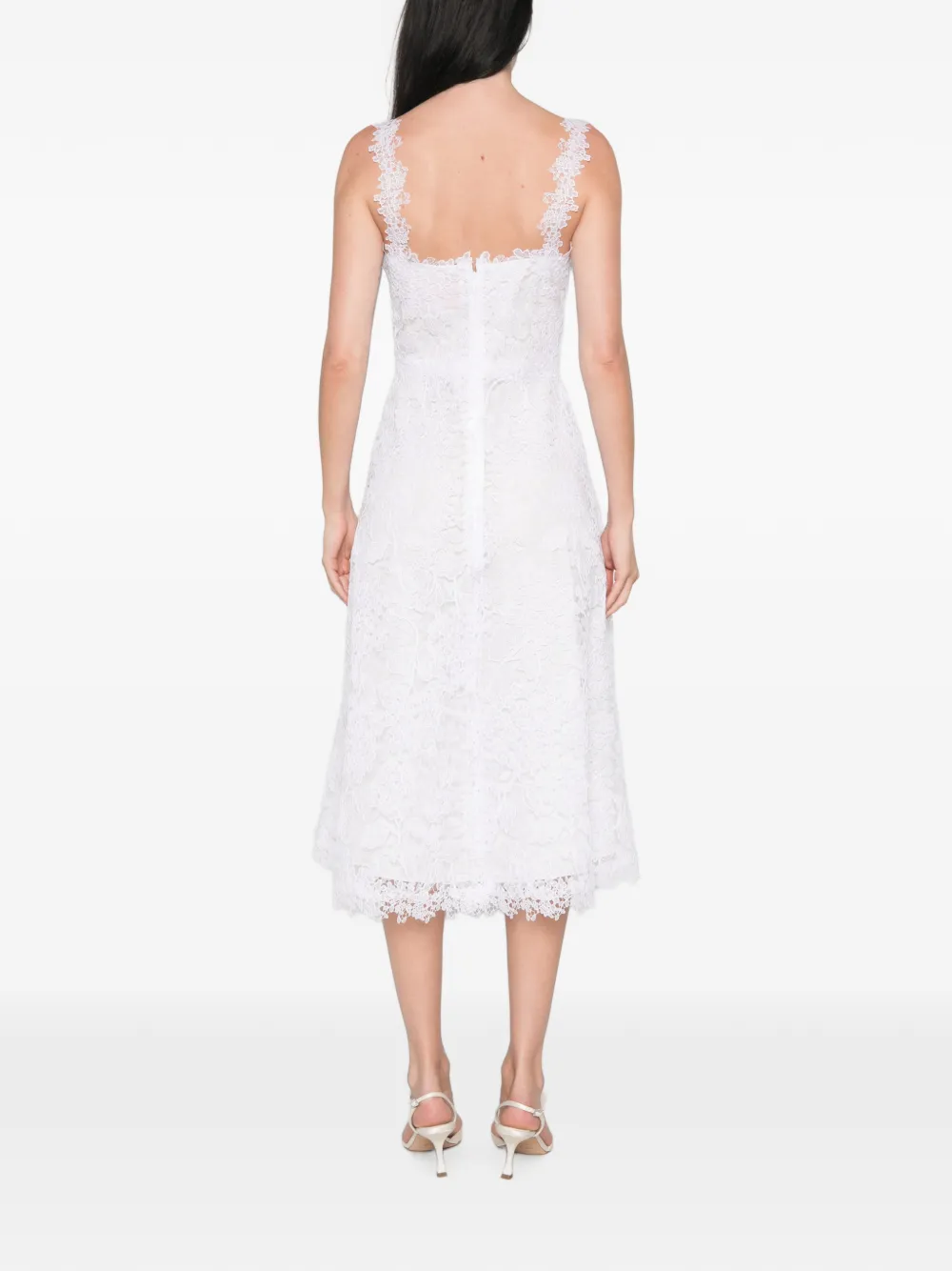 Carolina Herrera Guipure flared midi-jurk met kant Wit