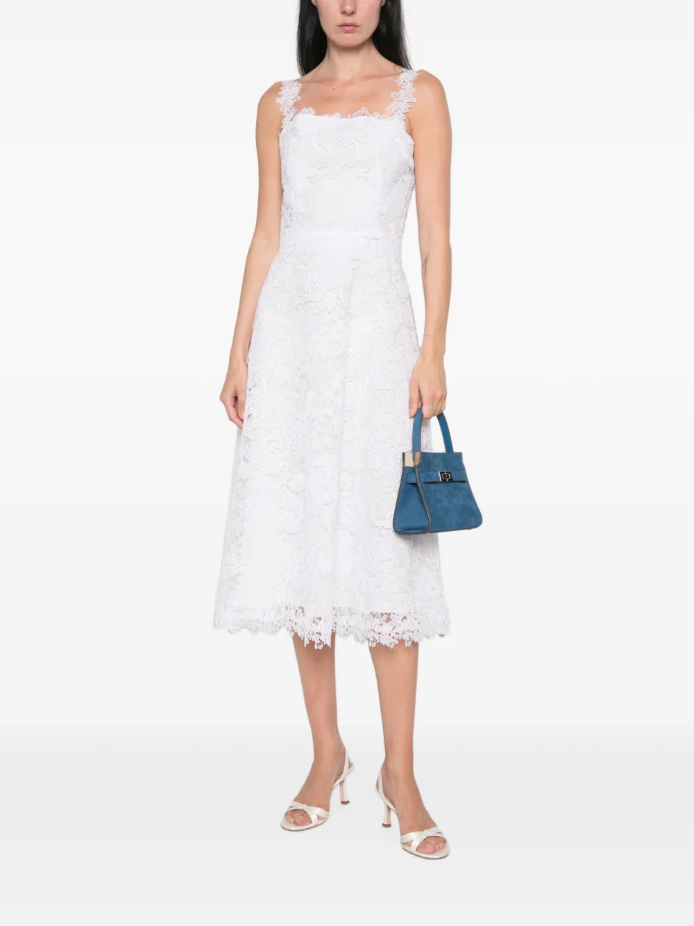 Carolina Herrera Guipure flared midi-jurk met kant Wit