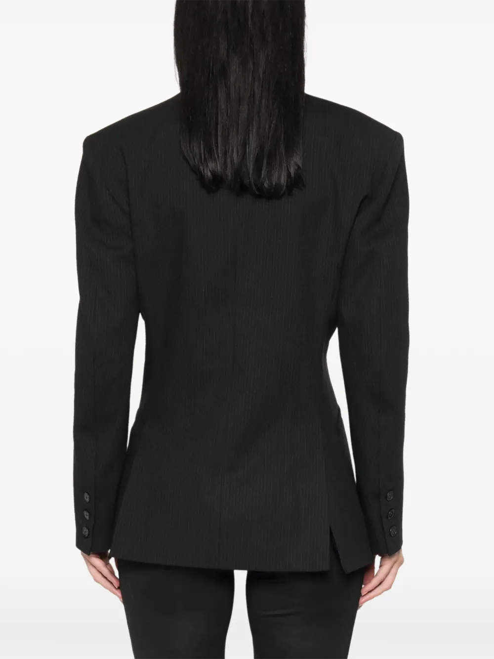 The Frankie Shop Blazer met krijtstreep en dubbele rij knopen Zwart