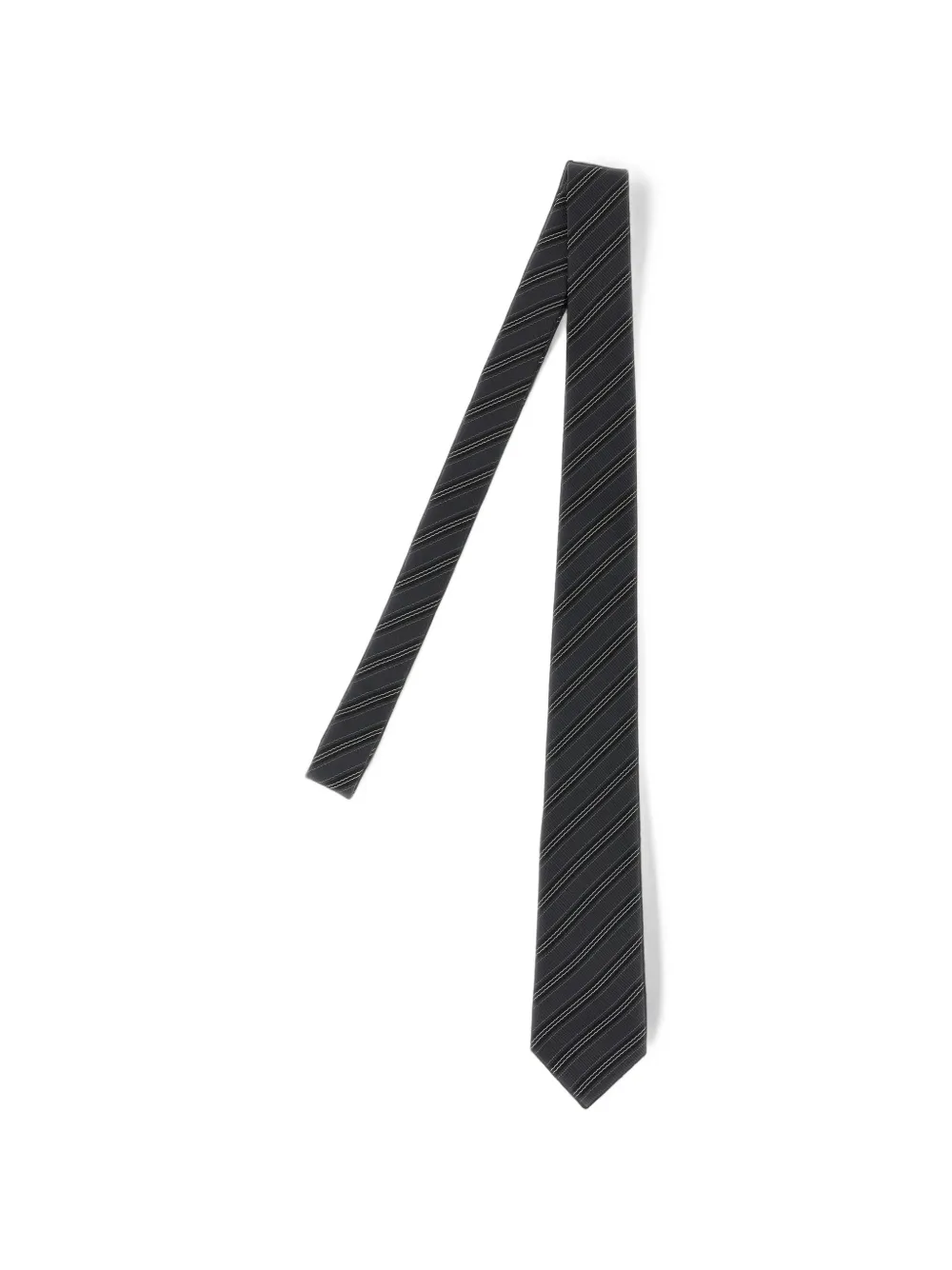 Saint Laurent striped-tie in silk jacquard - Grau