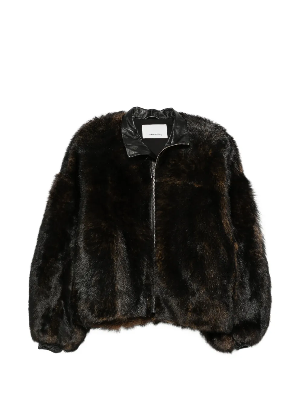The Frankie Shop Fur Bomber Jacket In Brown