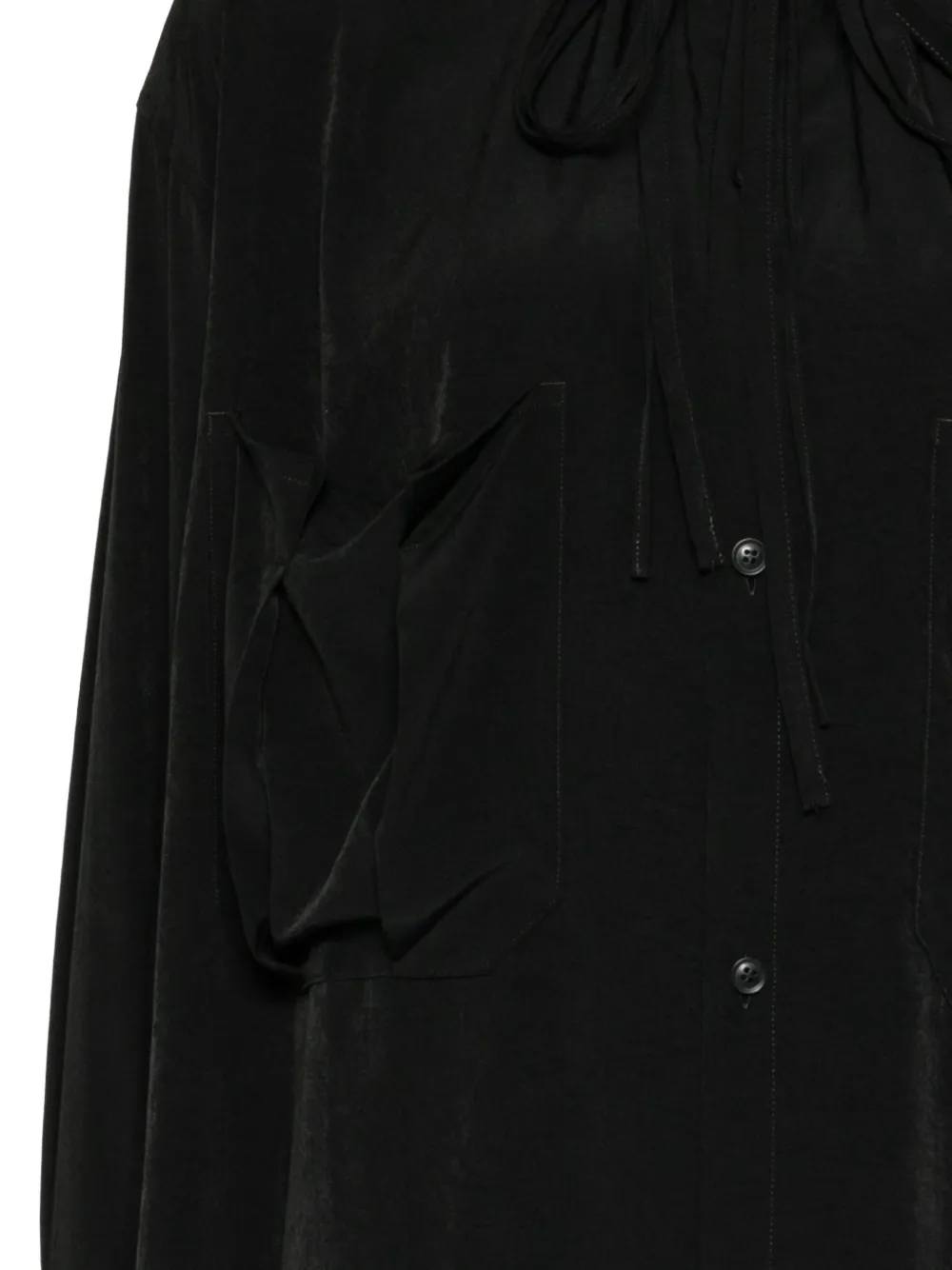 Y's Ta Pe Crepe De Chine jurk met gesmockte kraag Zwart