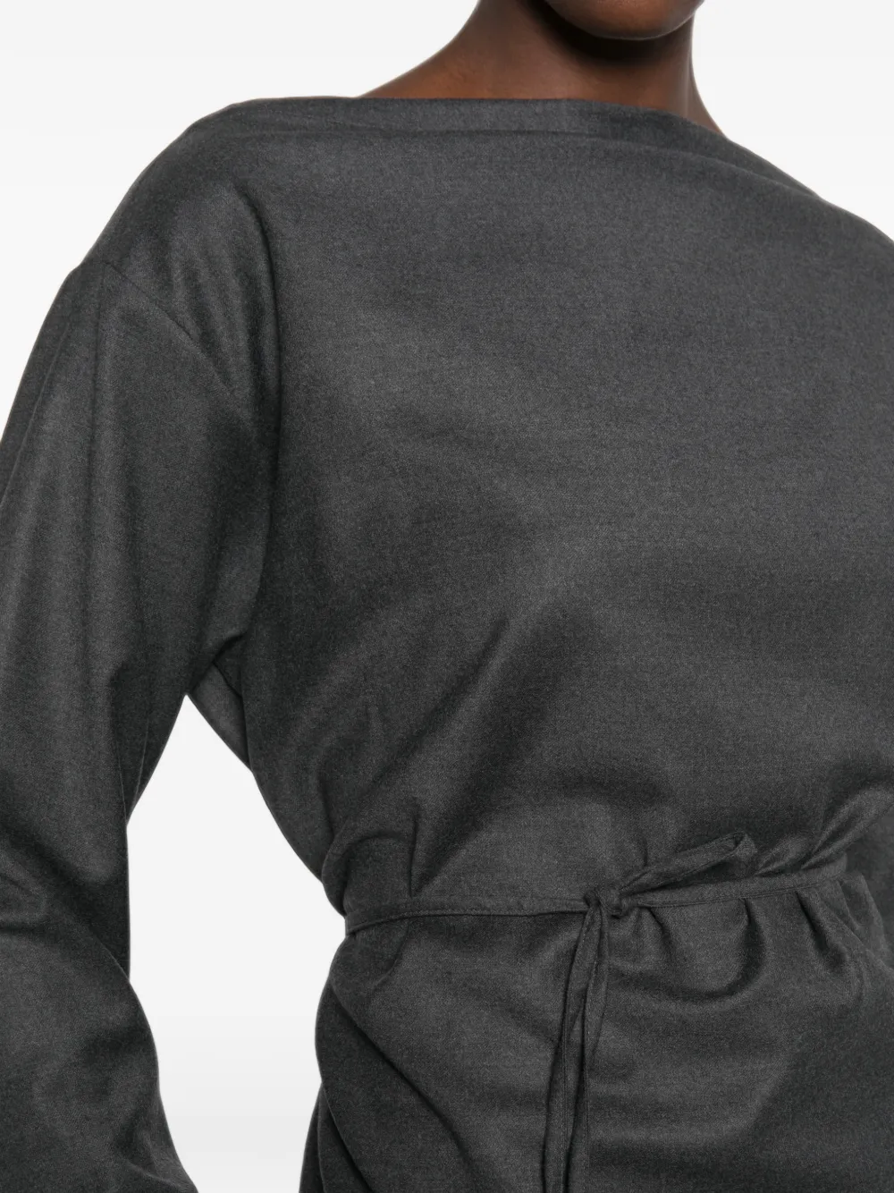 Barena Top met boothals en ceintuur Grijs