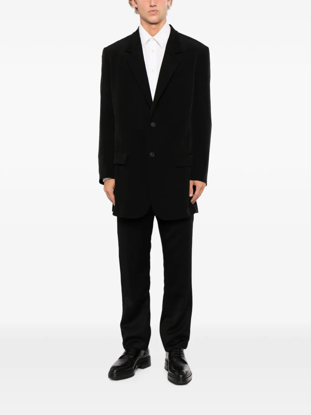 Yohji Yamamoto Blazer met enkele rij knopen Zwart