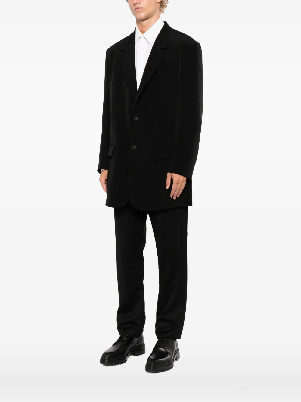 Yohji Yamamoto Blazer met enkele rij knopen Zwart