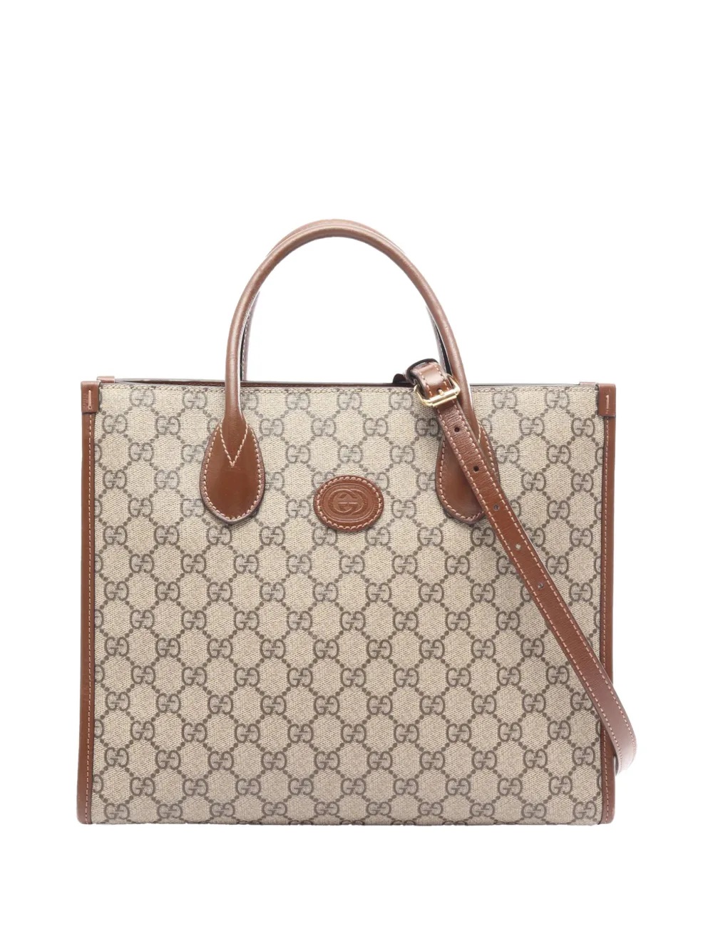Gucci Pre-Owned 2016-2026 Small GG Supreme Interlocking G Tote satchel - Nude