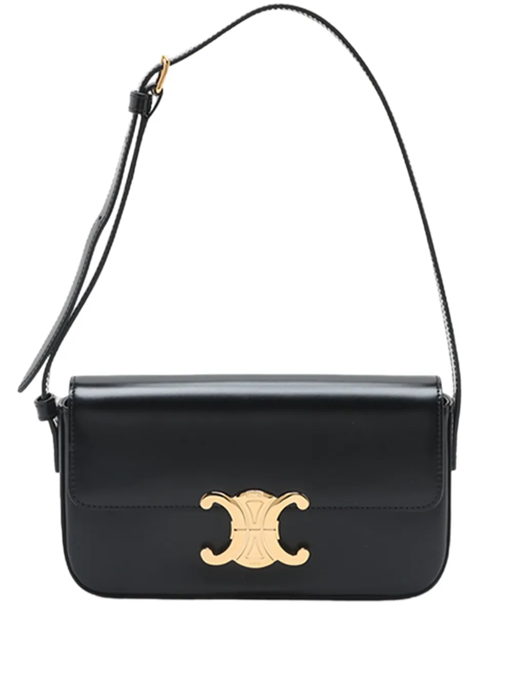 Celine Pre-Owned 2010-2026 Shiny Calfskin Triomphe Claude shoulder bag - Nero