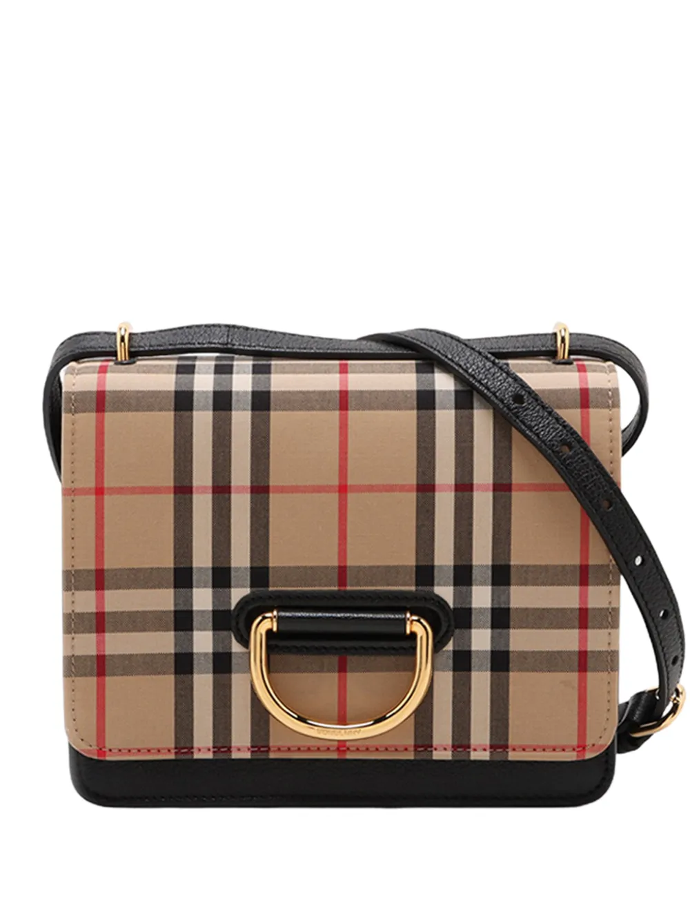 Burberry Pre-Owned 2000-2017 kleine Umhängetasche aus House Check-Canvas mit Ziegenlederbesatz und D-Ring - Nude