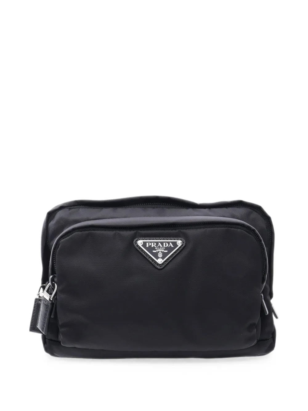 Pre-owned Prada 2020s Tessuto Wash Bag In Black