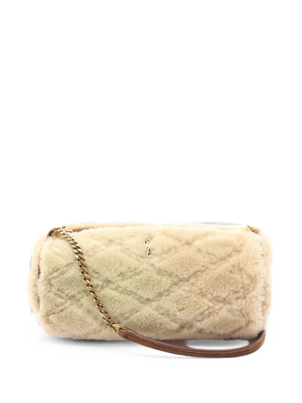 Saint Laurent Pre-Owned 2000s mini Sade quilted shearling shoulder bag - Nude