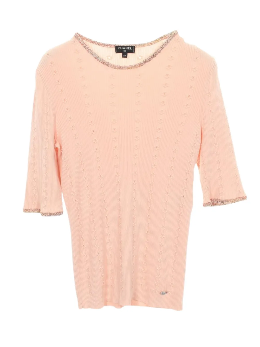 CHANEL Pre-Owned 1986-1988 Coco Mark rib-knit top - Rosa