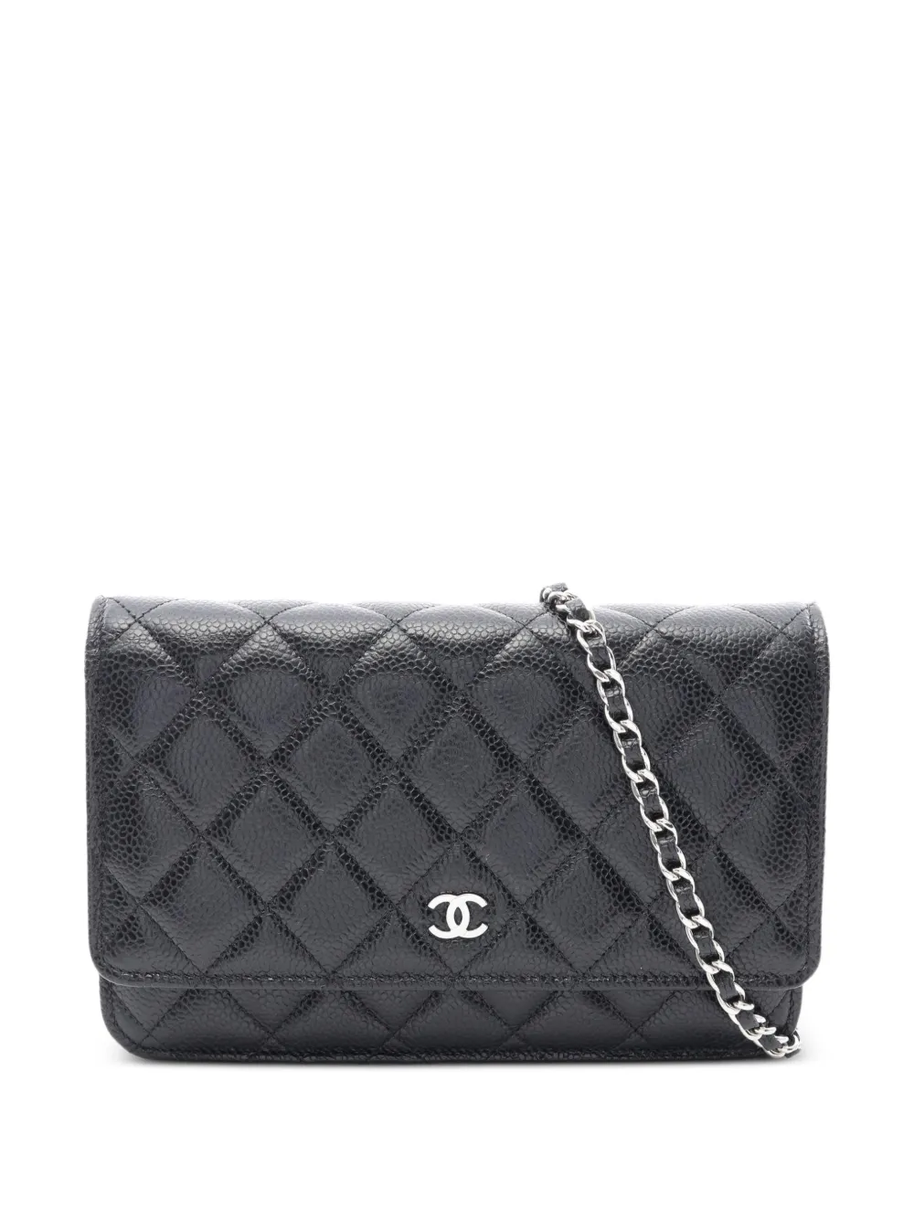 CHANEL Pre-Owned Matelassé Caviar chain wallet - Nero