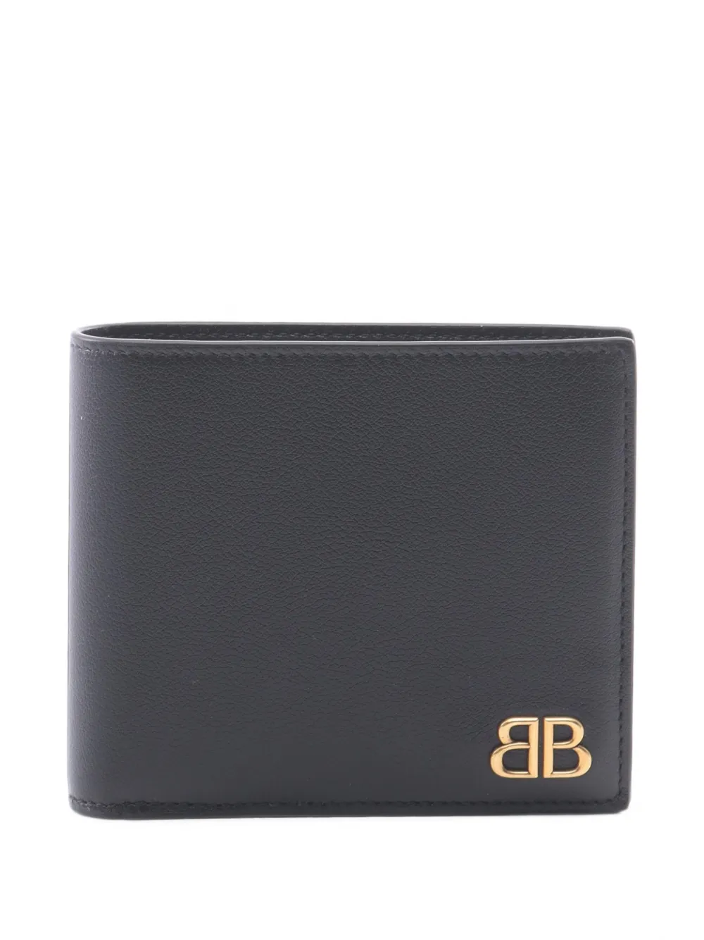 Pre-owned Balenciaga Monaco Square Fold Wallet In Black
