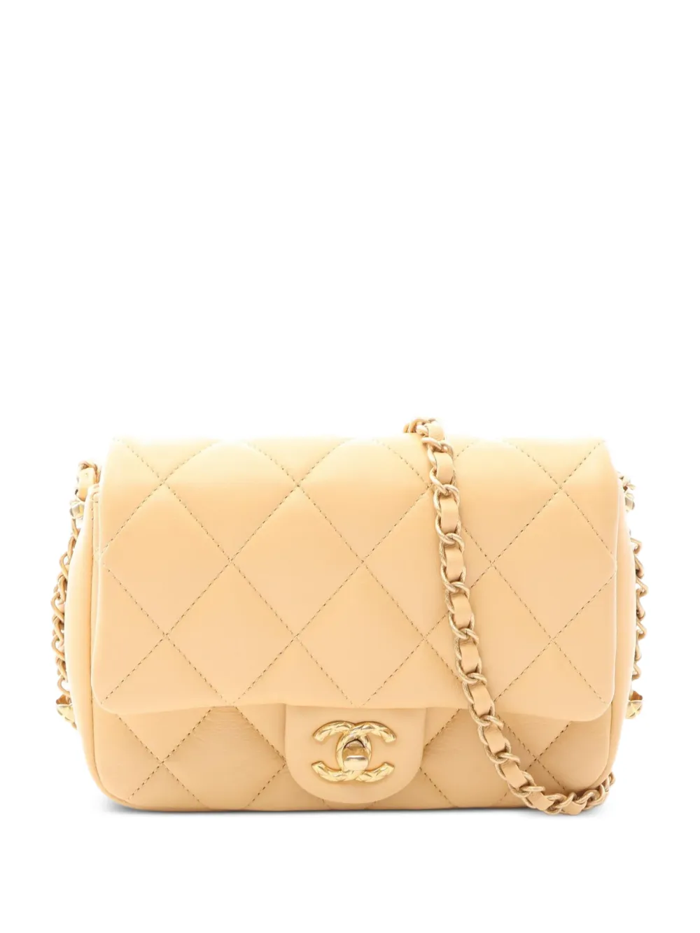 CHANEL Pre-Owned 2021 small Matelassé quilted CC turn-lock shoulder bag - Toni neutri
