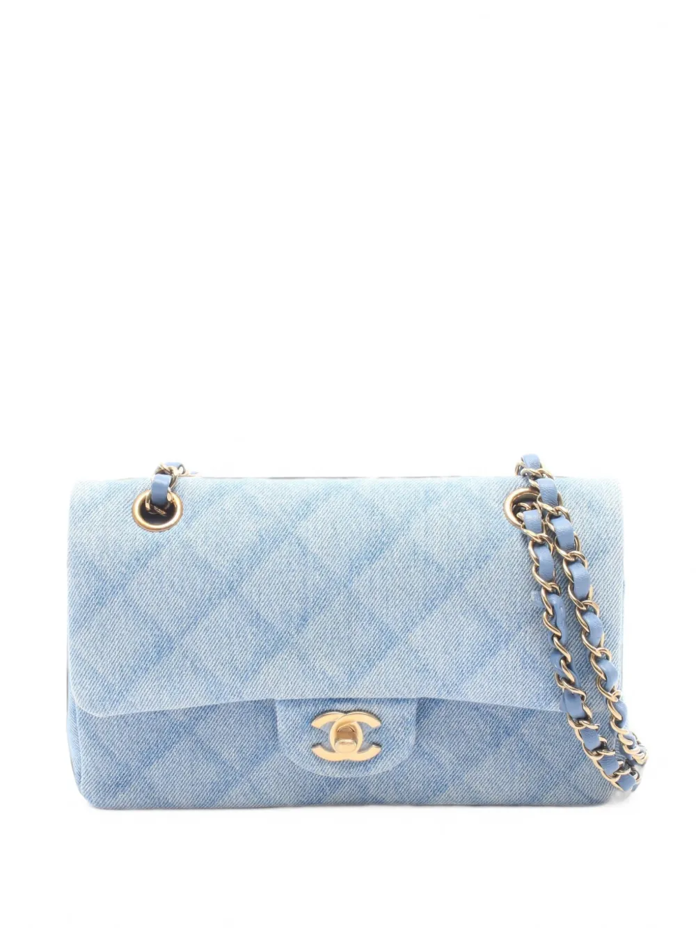 CHANEL Pre-Owned Matelassé double-flap shoulder bag - Blu