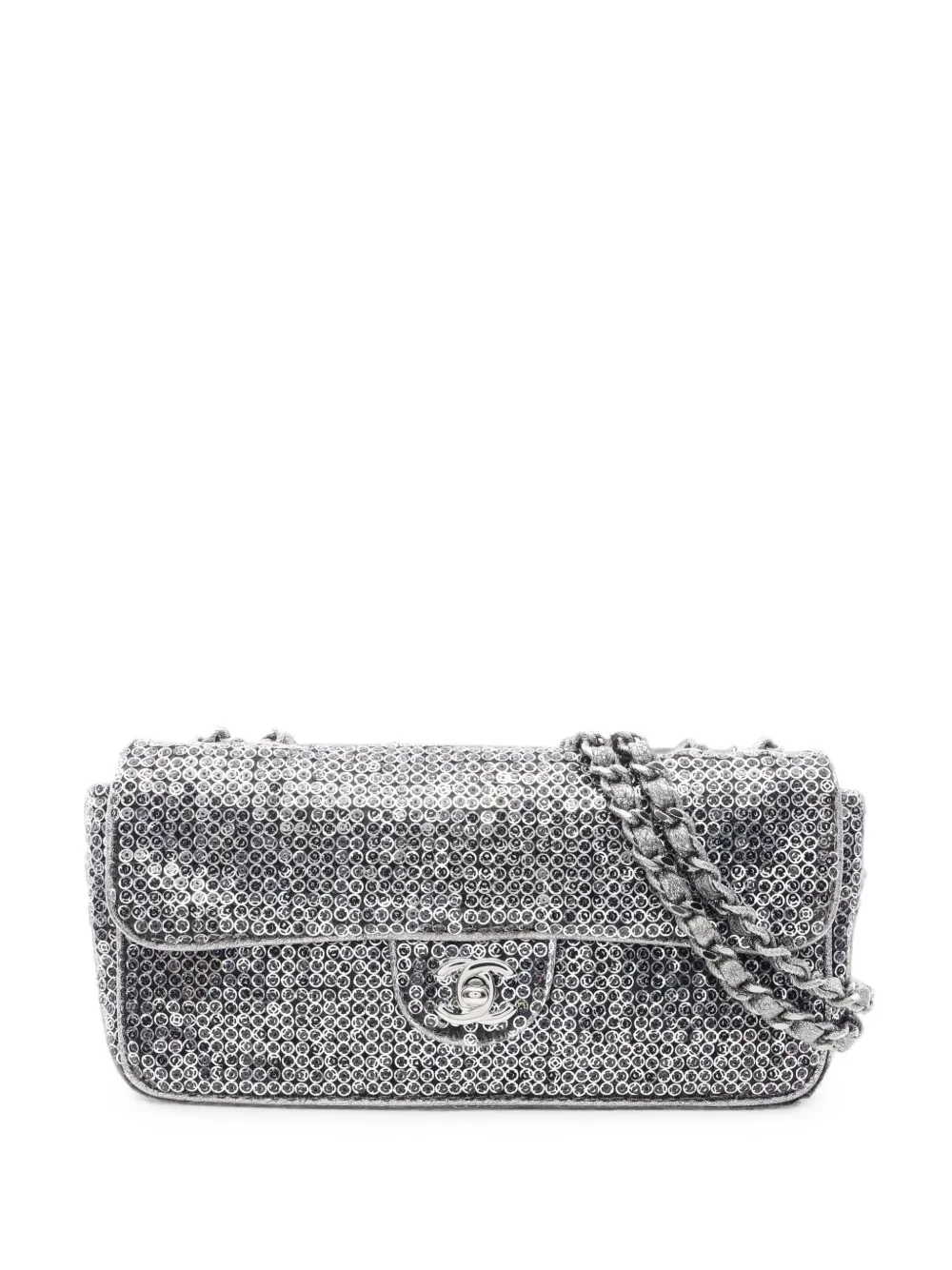 CHANEL Pre-Owned 2006-2008 Coco Mark sequin-embellished shoulder bag - Silber