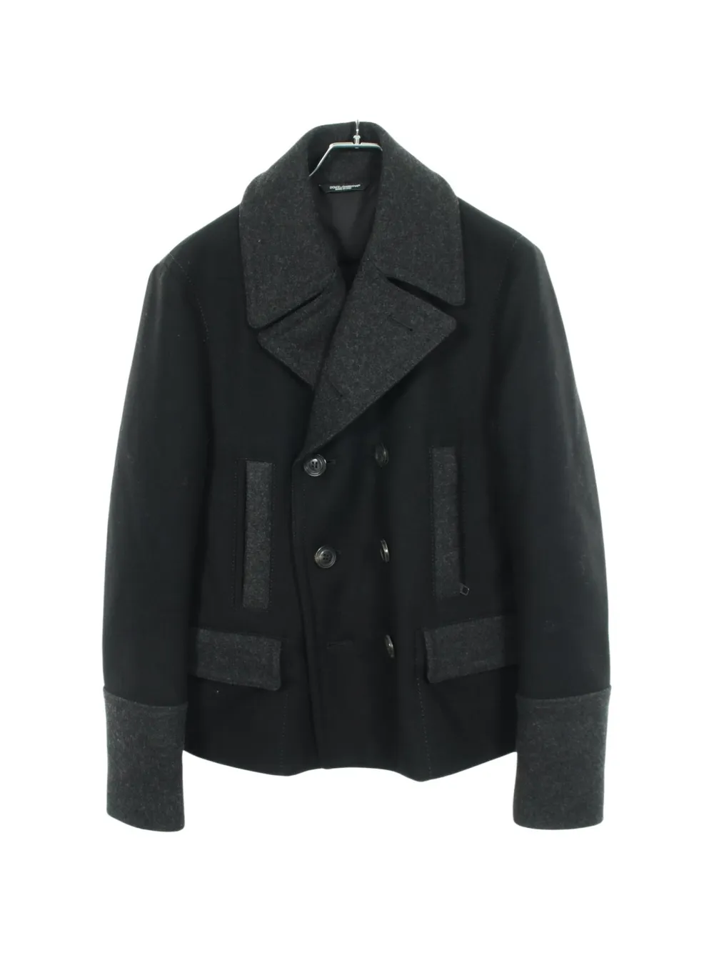 Pre-owned Dolce & Gabbana 2010s Color-block Pea Coat In Black