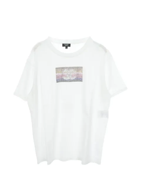 CHANEL Pre-Owned 1986-1988 rhinestone Coco Mark T-shirt