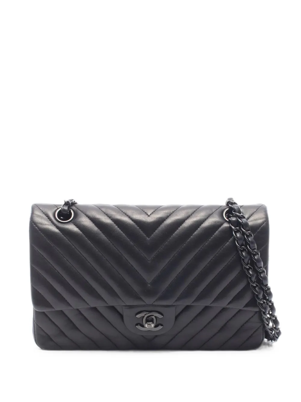 CHANEL Pre-Owned 2015-2016 Double Flap Chevron V-stitch shoulder bag - Nero