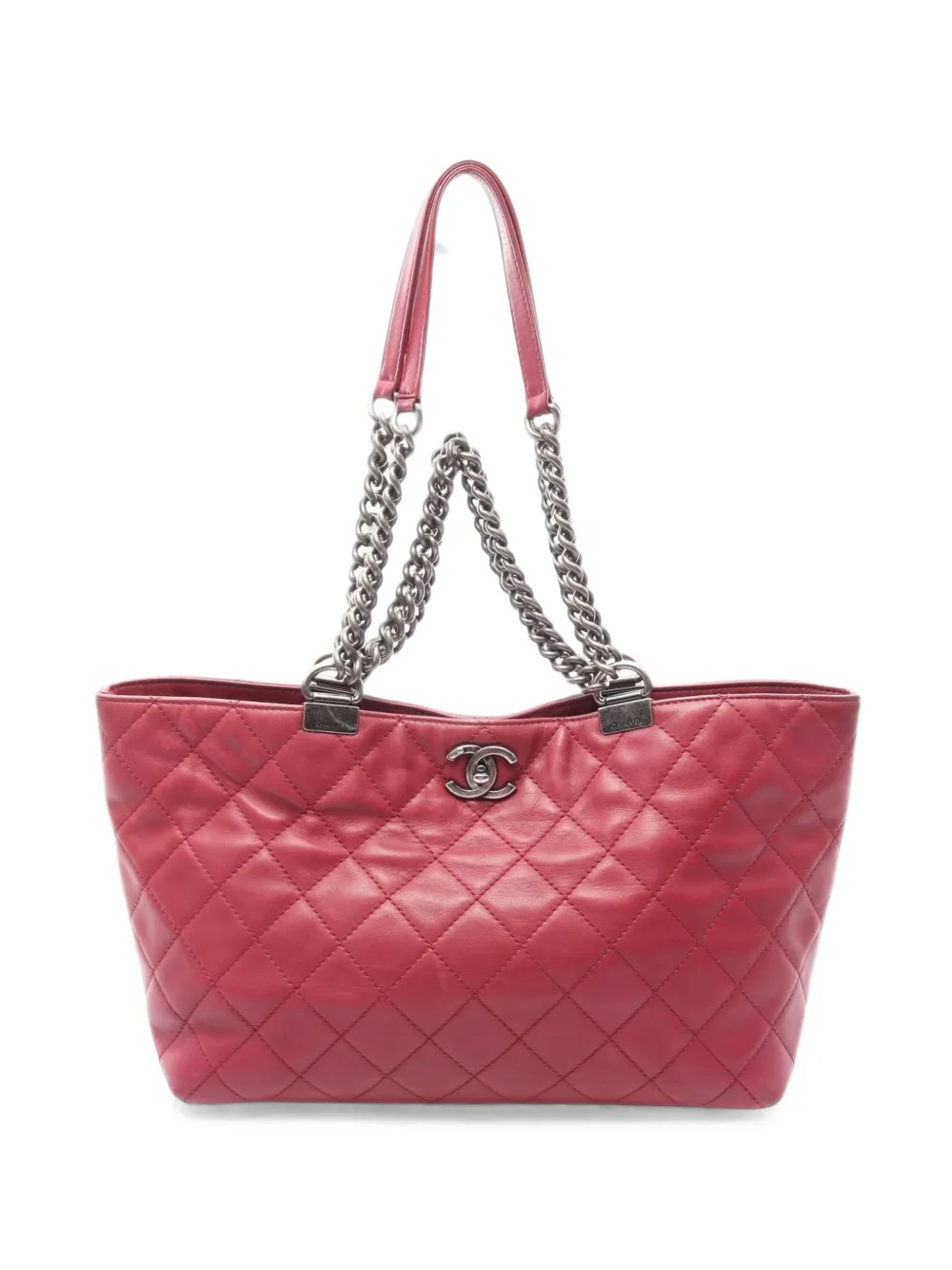 Pre-owned Chanel 2014-2015 Matelassé Chain Tote Bag In Pink