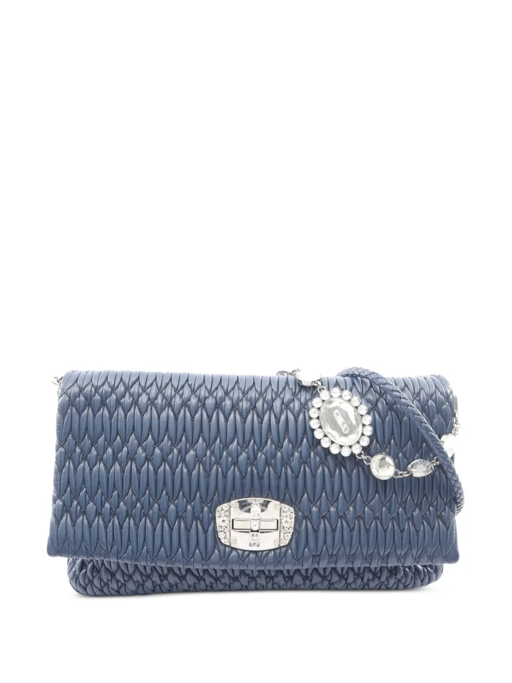 Miu Miu Pre-Owned 2000s Crystal matelassé shoulder bag - Blu