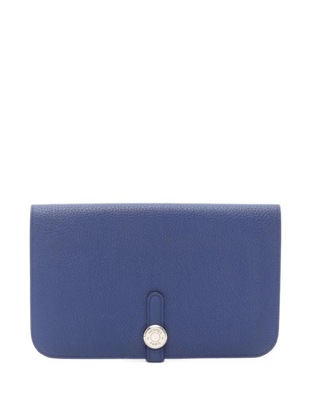 Pre-owned Hermes 2015 Gm Dogon Bi-fold Wallet In Blue