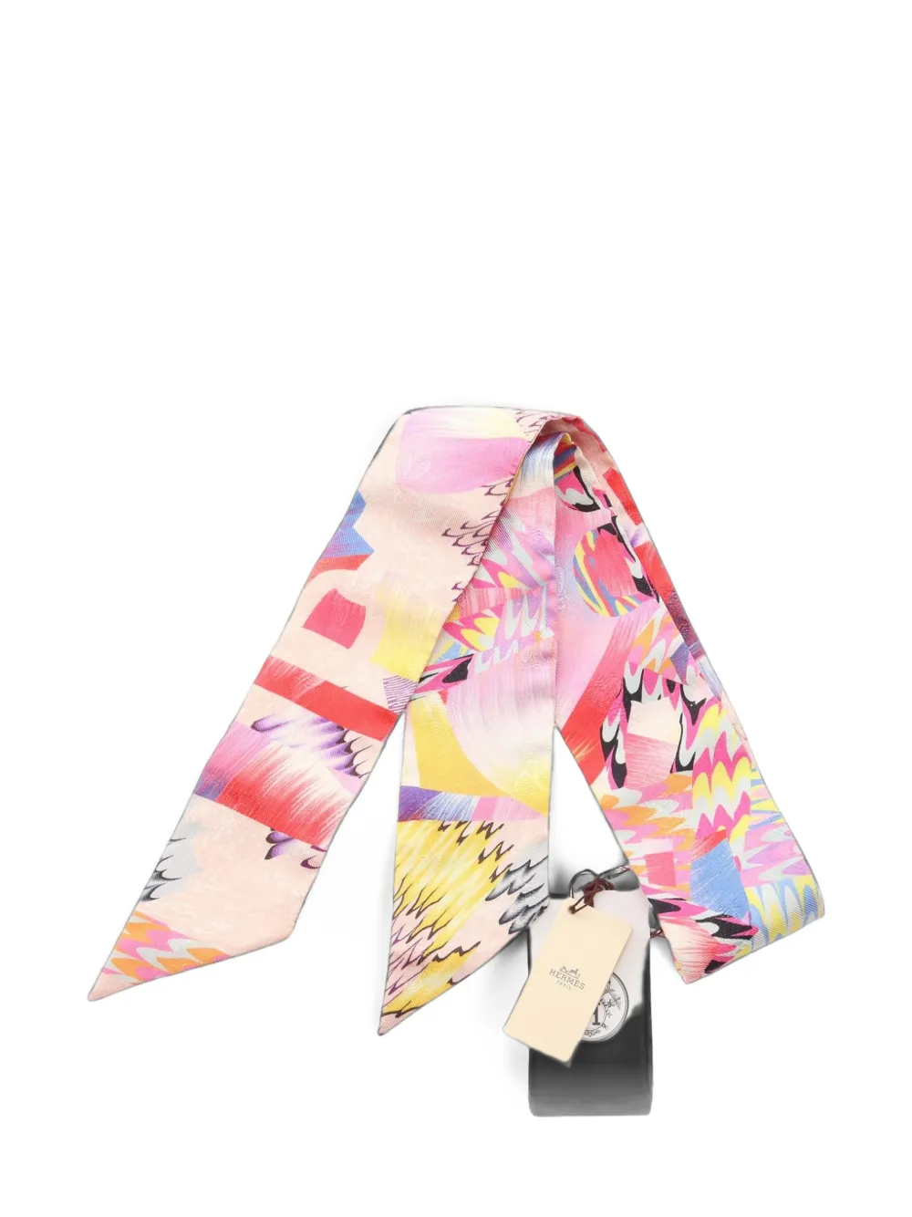Pre-owned Hermes 2020s Kyoto Marble Twilly Scarf In Pink